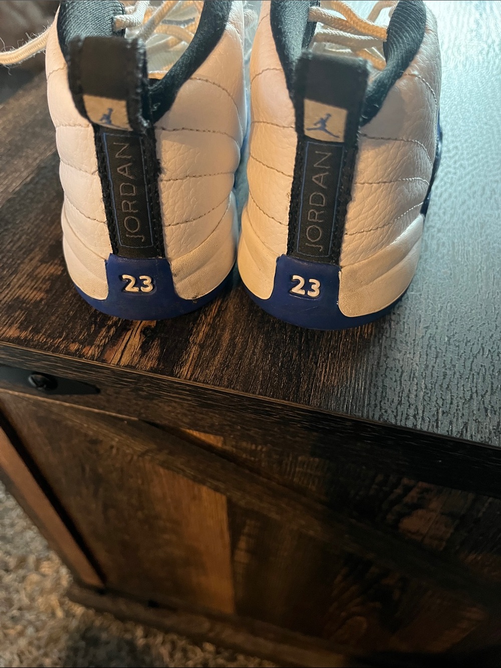 Jordan Kids White and Blue High-Top Basketball Sneakers - Picture 2 of 5